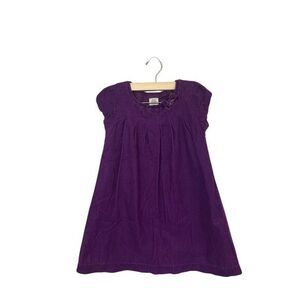 Mini Boden Girls Purple Corduroy Dress Bow Accent Size 7-8 Casual
